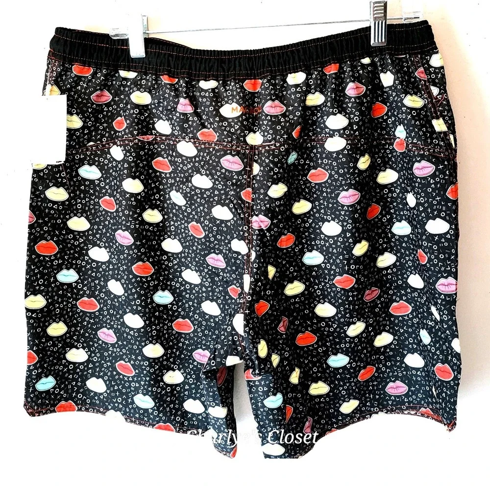 Maceoo Swim Lion Lips XL Black Trunks Board Shorts NWT Beach Surf Holiday Resort